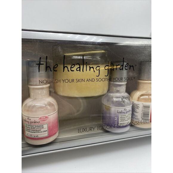 The Healing Garden Luxury Lotion Box Set & Candle Jasmine Tea Plum Rose Lavender - Picture 3 of 5
